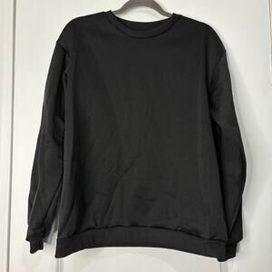 SHEIN Black Athletic Fleece Lined Crewneck Sweater Size Large